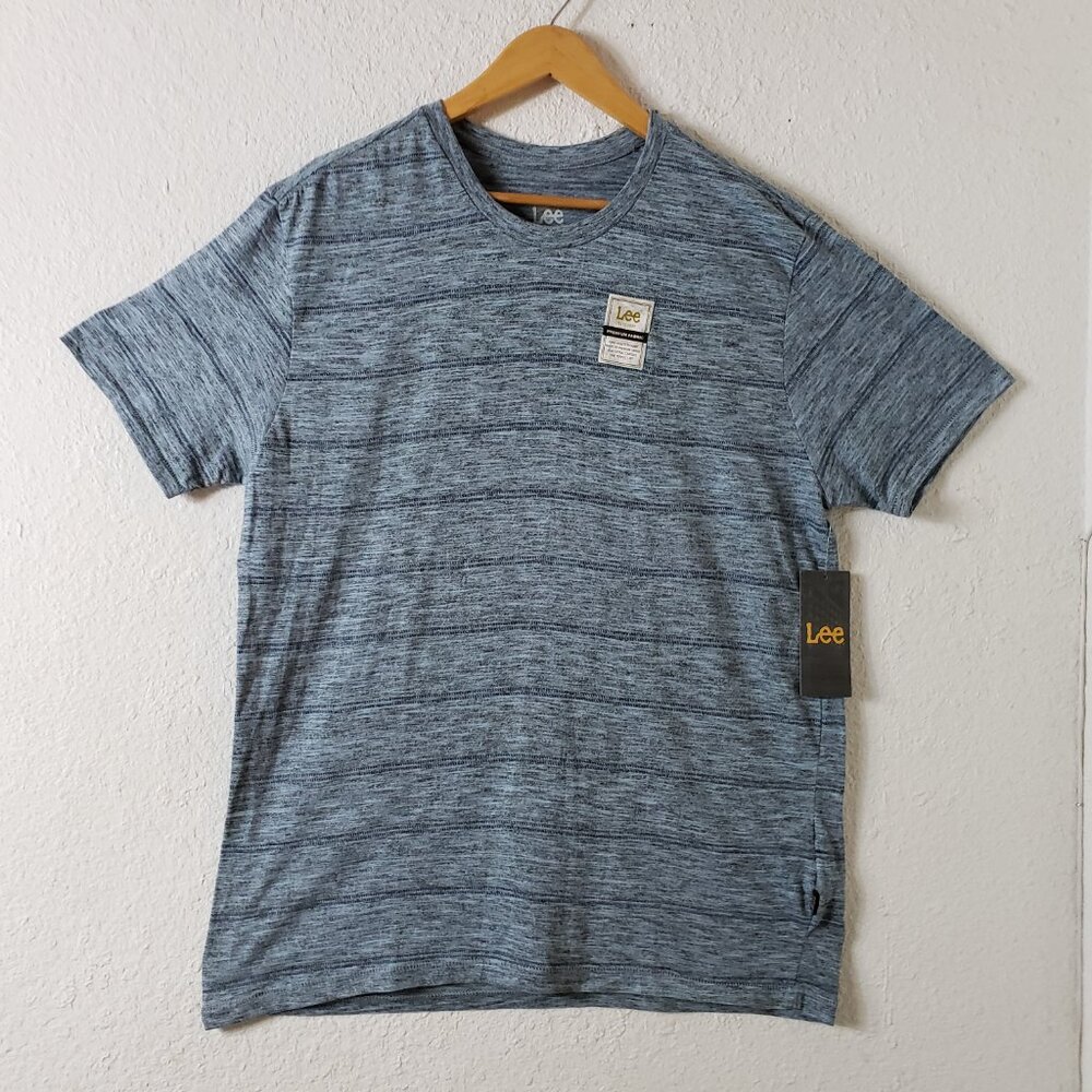 Lee Mens Crew Neck TShirt Sz L Sky Blue Cotton Classic Fit Short Sleeve NWT